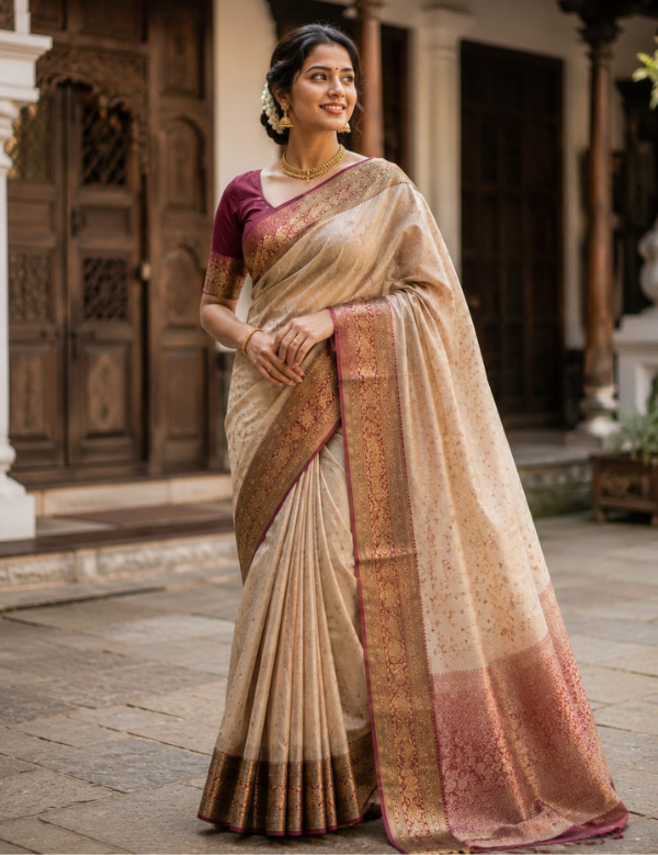 Maroon Banarasi Silk Saree